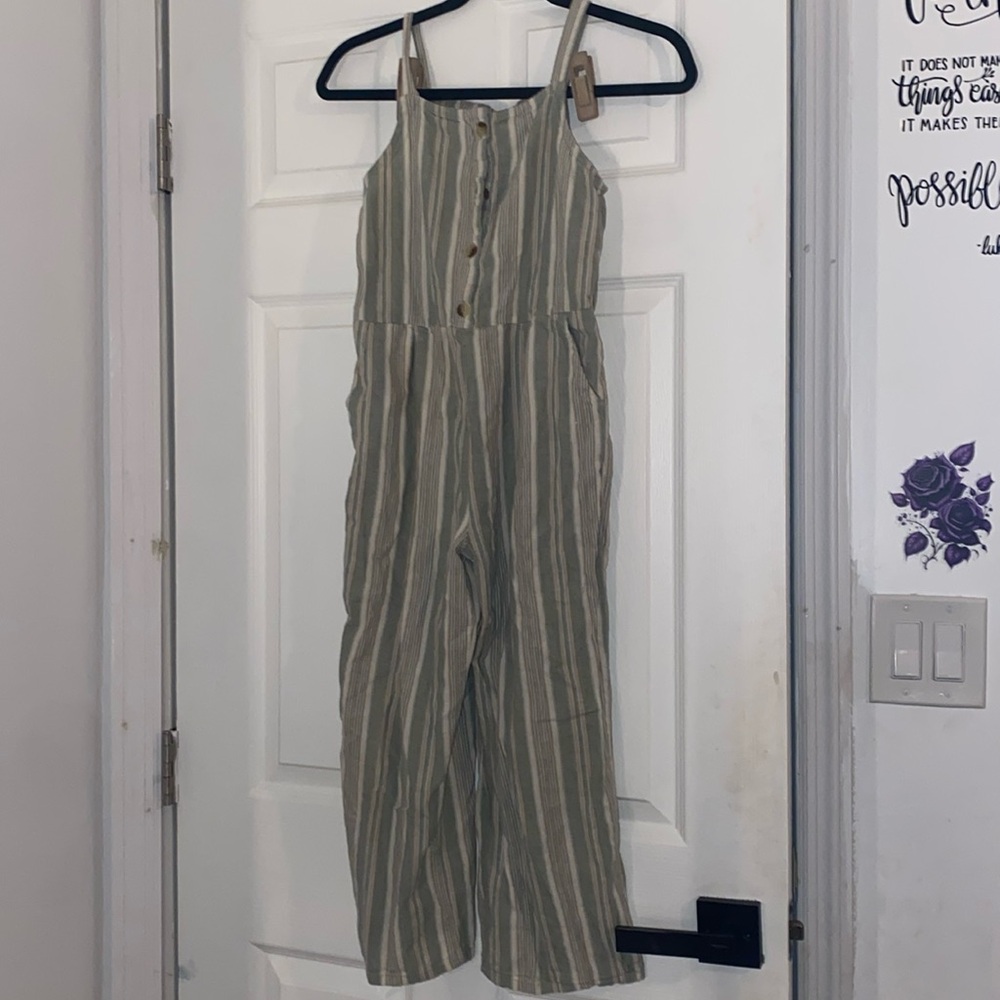 OshKosh Striped Button Front Linen Cotton Jumpsuit